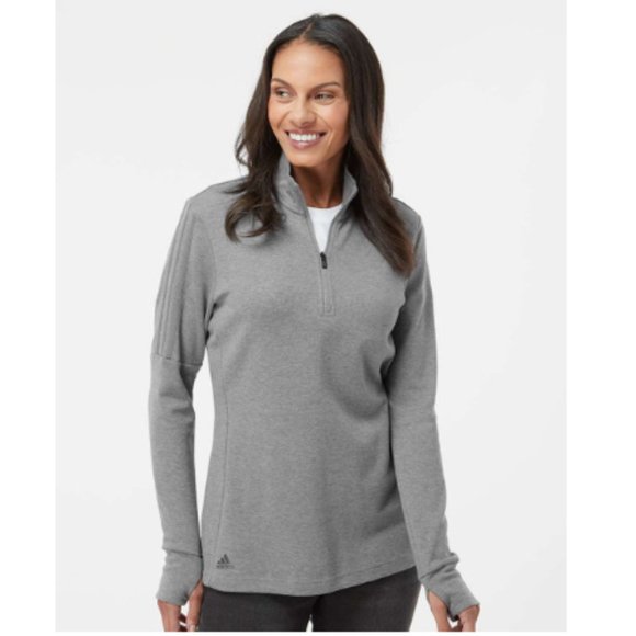 New! Adidas Womens Athletic Top 1/4 Zip Sweater Grey VISA Promo - Picture 1 of 16